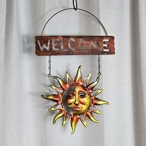 Celestial‎ Sun Moon Metal Welcome Sign Vintage Y2K style